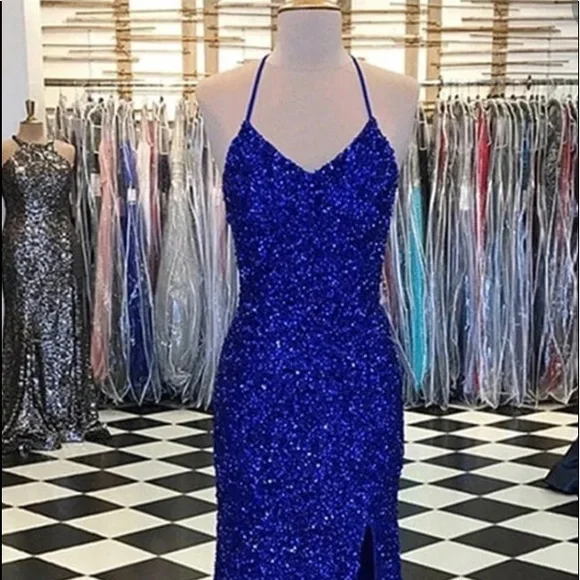 hellymoon | Dresses | Royal Blue Sequin Mermaid Prom Dress Super Sparkly |  Poshmark